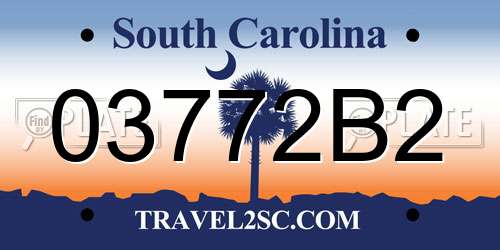 03772B2 South Carolina License Plate