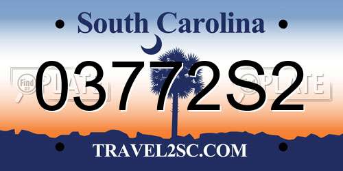 03772S2 South Carolina License Plate
