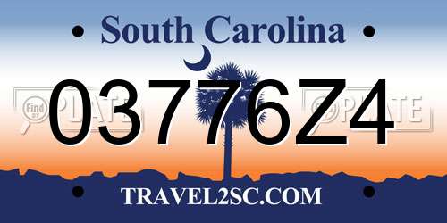 03776Z4 South Carolina License Plate