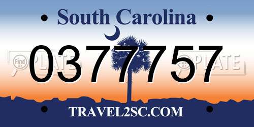 0377757 South Carolina License Plate