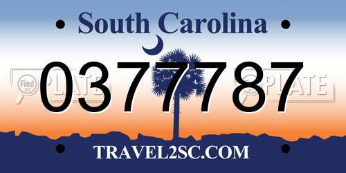 0377787 South Carolina License Plate