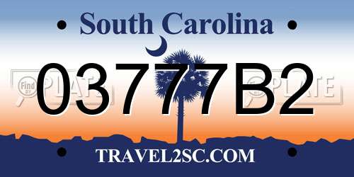 03777B2 South Carolina License Plate
