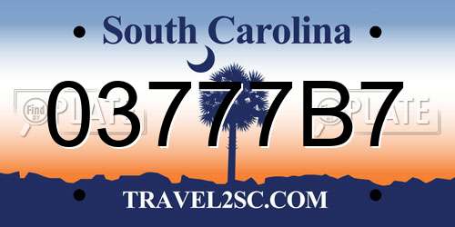 03777B7 South Carolina License Plate