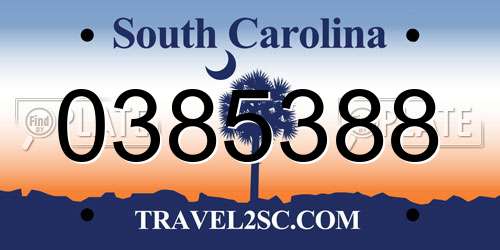 0385388 South Carolina License Plate