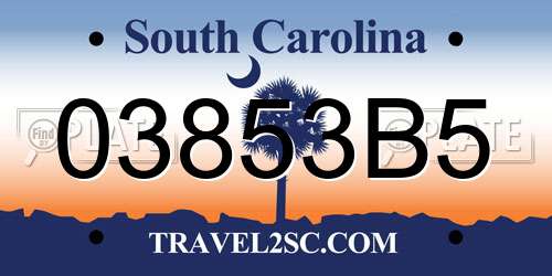 03853B5 South Carolina License Plate