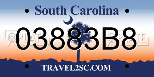 03883B8 South Carolina License Plate