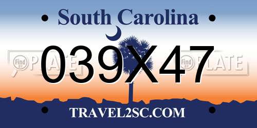 039X47 South Carolina License Plate