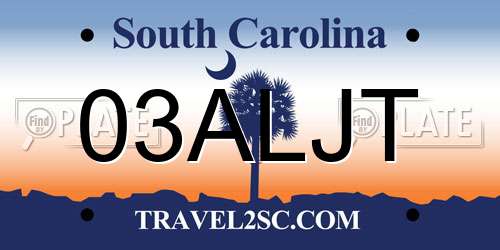 03ALJT South Carolina License Plate