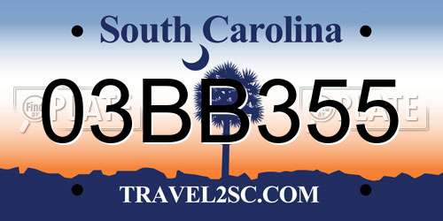 03BB355 South Carolina License Plate