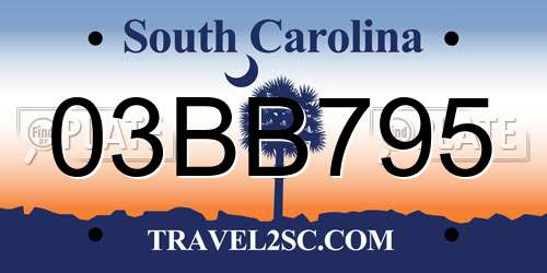 03BB795 South Carolina License Plate