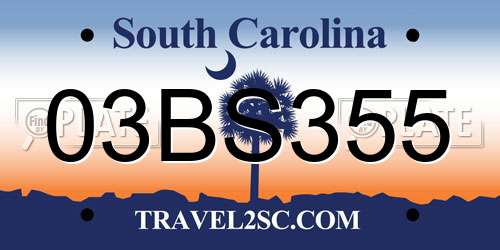 03BS355 South Carolina License Plate