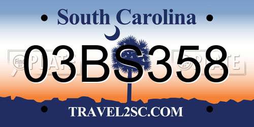 03BS358 South Carolina License Plate