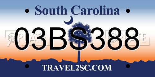 03BS388 South Carolina License Plate