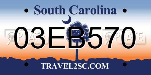 03EB570 South Carolina License Plate