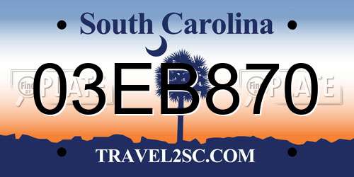 03EB870 South Carolina License Plate