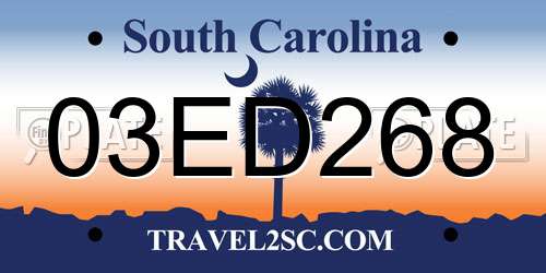 03ED268 South Carolina License Plate