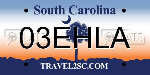 03EHLA South Carolina License Plate