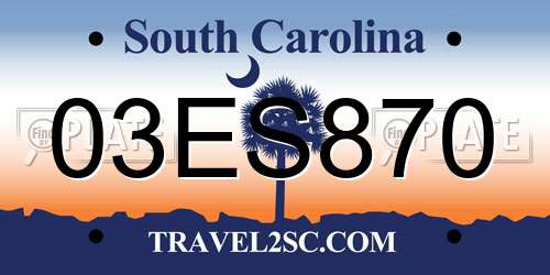 03ES870 South Carolina License Plate