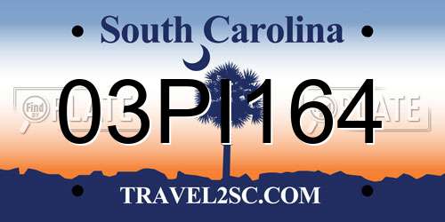03PI164 South Carolina License Plate