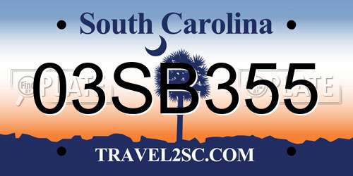 03SB355 South Carolina License Plate