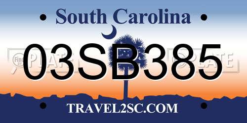 03SB385 South Carolina License Plate