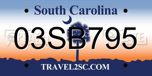 03SB795 South Carolina License Plate