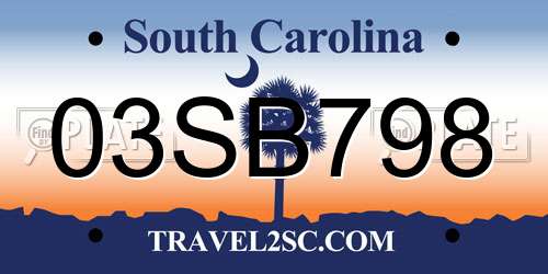 03SB798 South Carolina License Plate