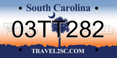 03TT282 South Carolina License Plate