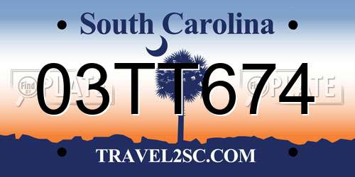 03TT674 South Carolina License Plate