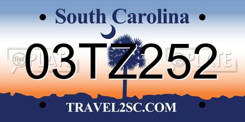 03TZ252 South Carolina License Plate