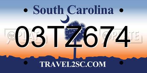 03TZ674 South Carolina License Plate