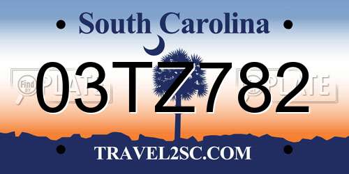 03TZ782 South Carolina License Plate