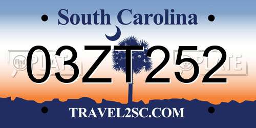 03ZT252 South Carolina License Plate