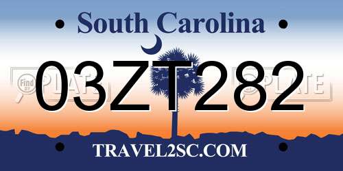 03ZT282 South Carolina License Plate