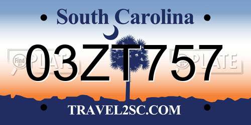 03ZT757 South Carolina License Plate