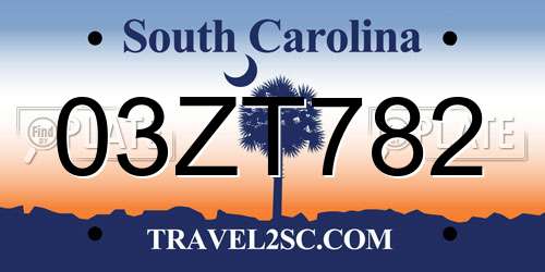 03ZT782 South Carolina License Plate