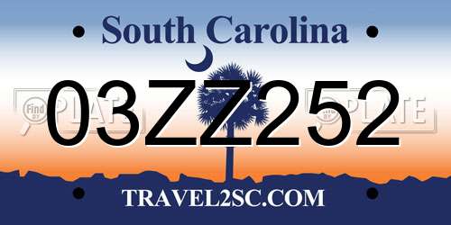 03ZZ252 South Carolina License Plate