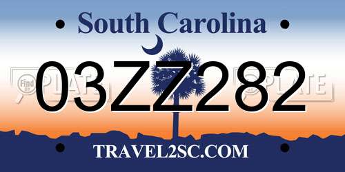 03ZZ282 South Carolina License Plate
