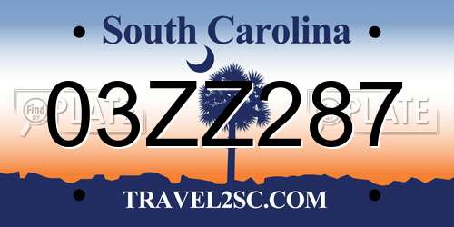 03ZZ287 South Carolina License Plate