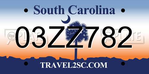 03ZZ782 South Carolina License Plate