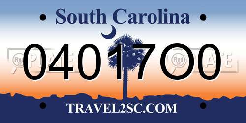 04017O0 South Carolina License Plate