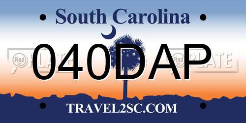 040DAP South Carolina License Plate