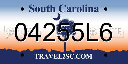 04255L6 South Carolina License Plate