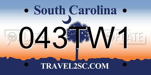 043TW1 South Carolina License Plate
