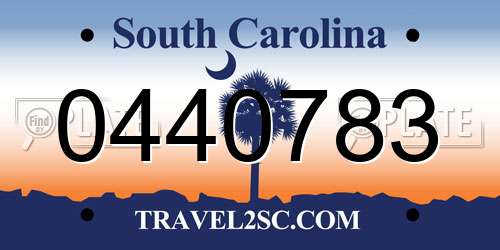 0440783 South Carolina License Plate