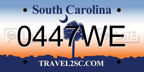 0447WE South Carolina License Plate