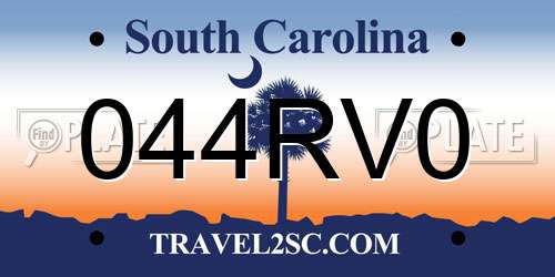 044RV0 South Carolina License Plate