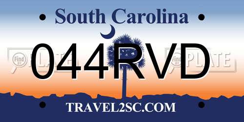 044RVD South Carolina License Plate