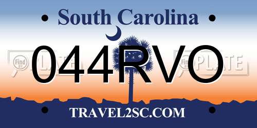 044RVO South Carolina License Plate