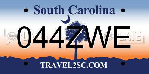 044ZWE South Carolina License Plate